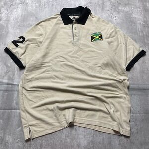 Desire Collection Jamaica Big #2 Logo Biege Men Polo Shirt XXL